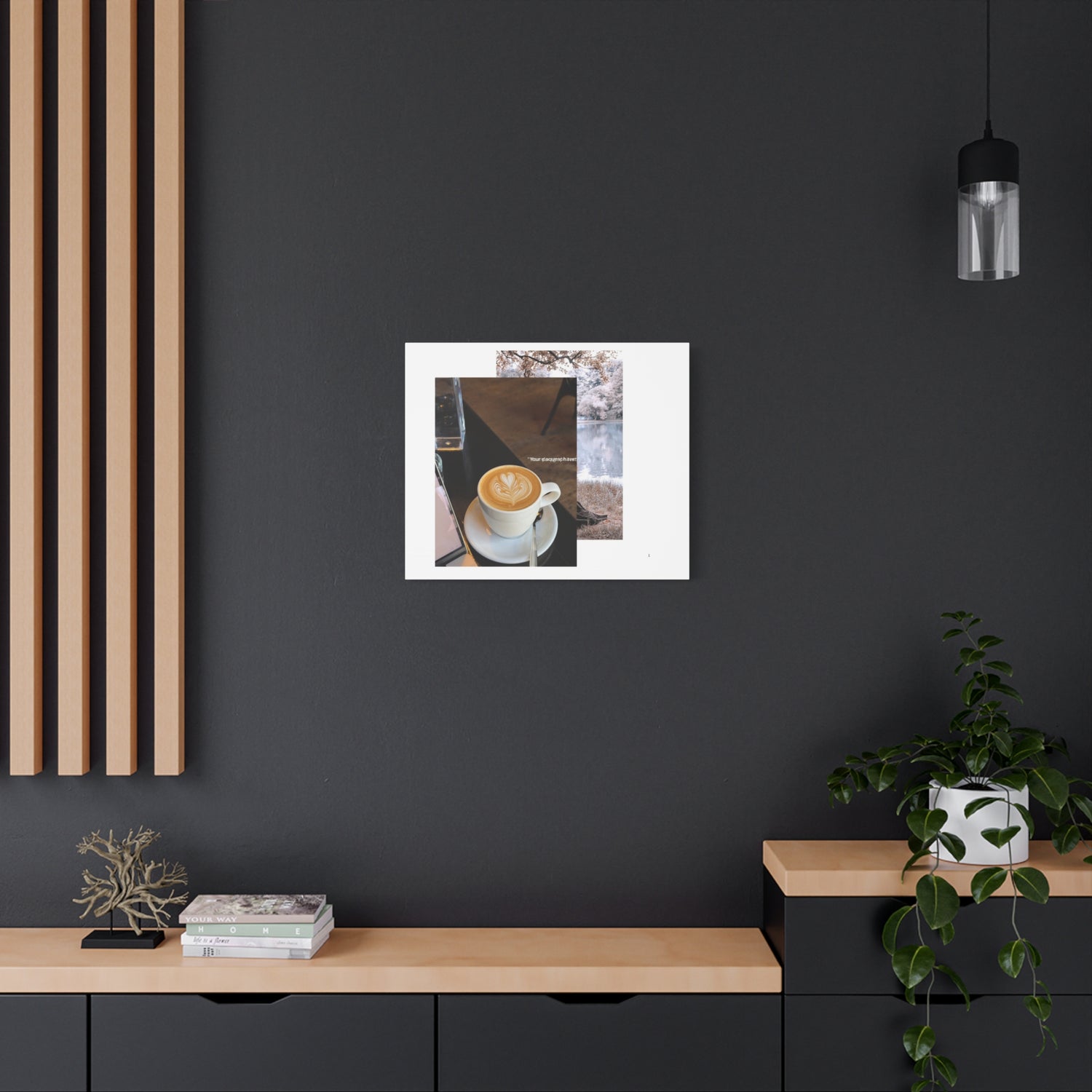 Latte &amp; Landscape Matte Canvas Wall Art — Coffee Shop Photo Collage