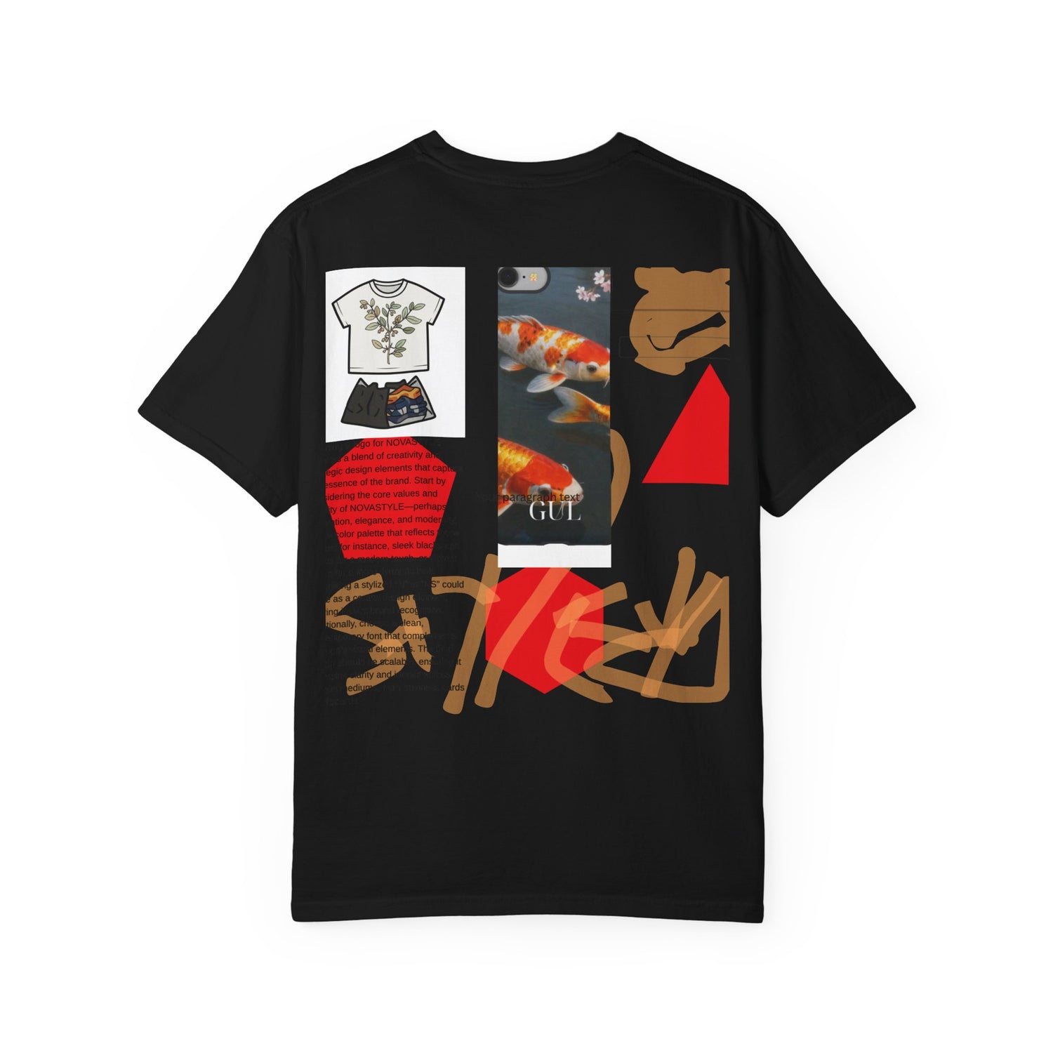 Graphic T-Shirt — Playful Koi &amp; Vase Collage Tee (OVASTYLE Brand)