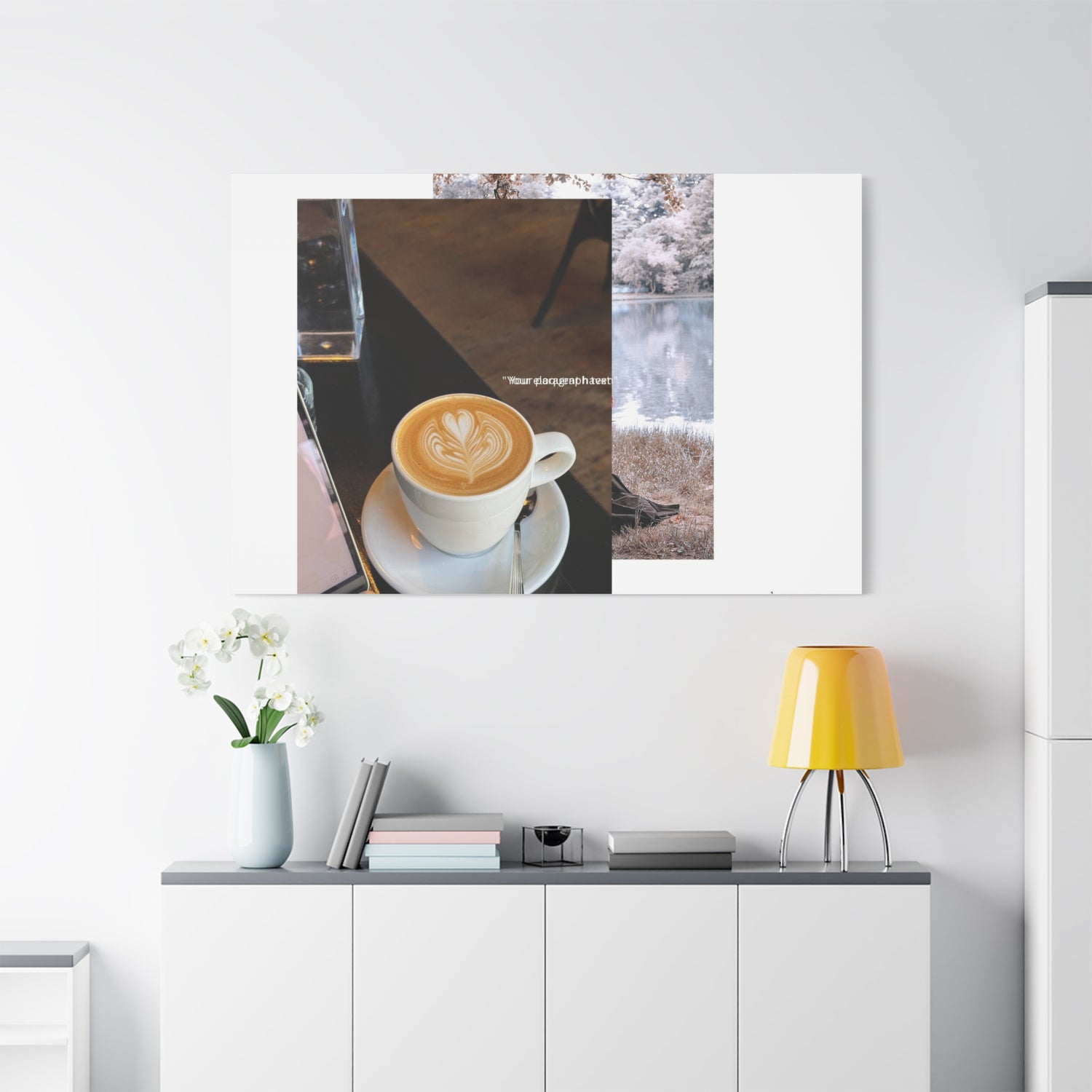 Latte &amp; Landscape Matte Canvas Wall Art — Coffee Shop Photo Collage