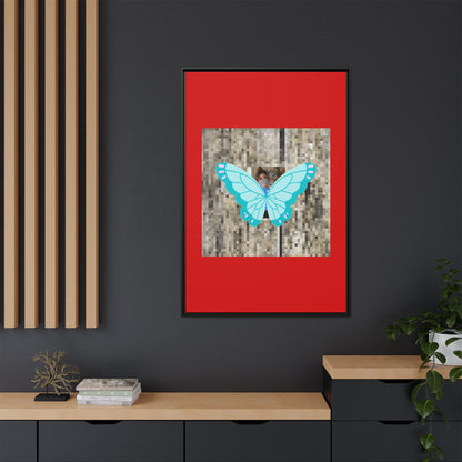 Blue Butterfly Framed Canvas Art – Matte Multi‑Color Wall Print