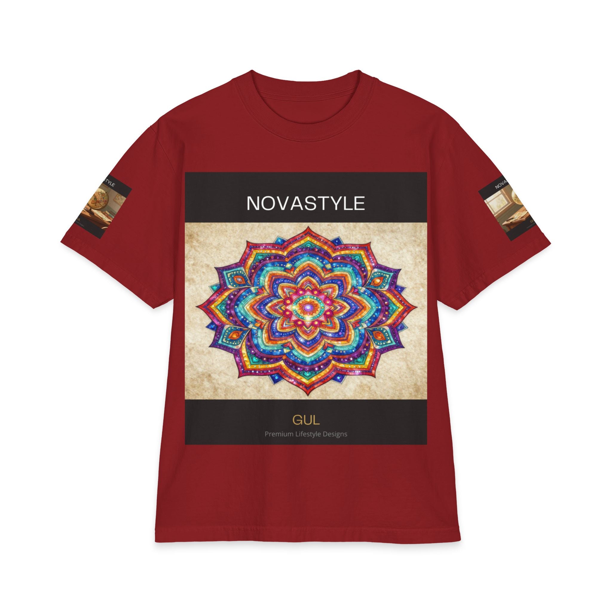 T-Shirt — NOVASTYLE Colorful Mandala &amp; Bonsai Graphic Tee