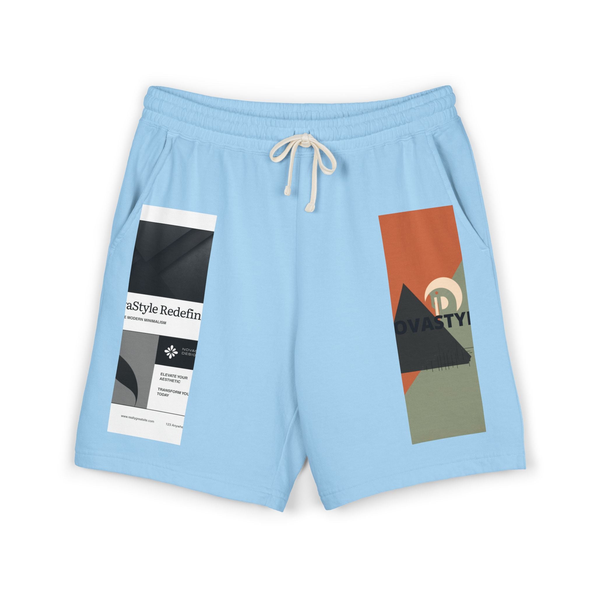 Graphic Fleece Sweat Shorts — Minimal Abstract Panel Design