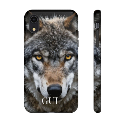 Wolf Eyes Phone Case — Fierce Wildlife iPhone Protective Case with ‘GUL’ Text