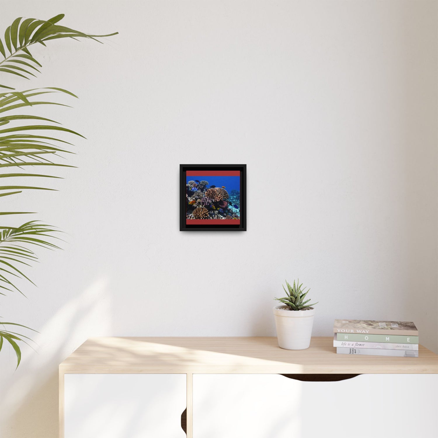 Framed Coral Reef Matte Canvas Wall Art — Tropical Ocean Photography Print