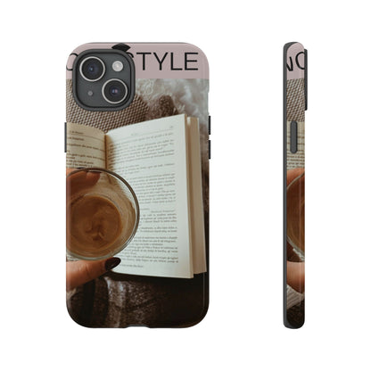Cozy Reading Phone Case — Coffee &amp; Book Protective Cover