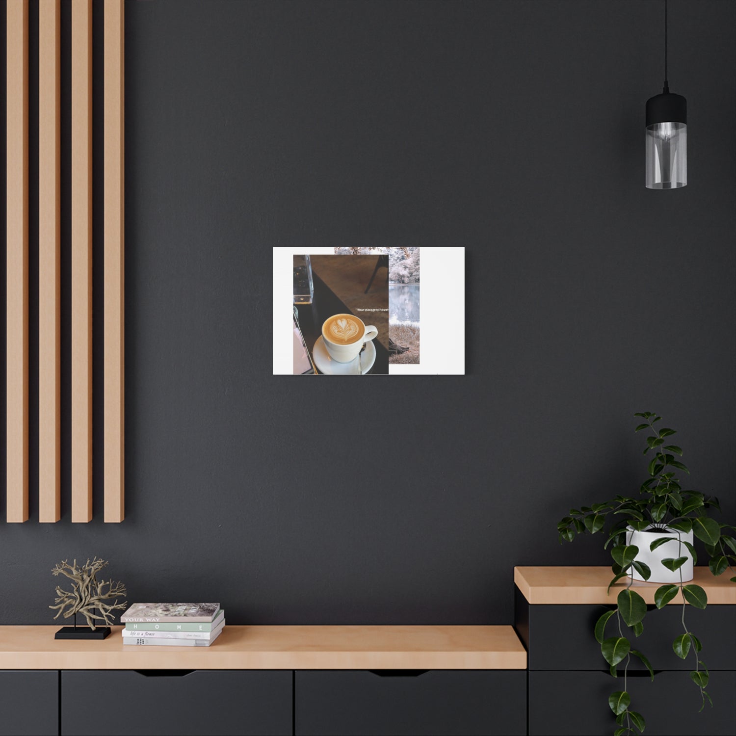 Latte &amp; Landscape Matte Canvas Wall Art — Coffee Shop Photo Collage