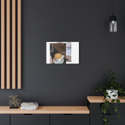 Latte &amp; Landscape Matte Canvas Wall Art — Coffee Shop Photo Collage