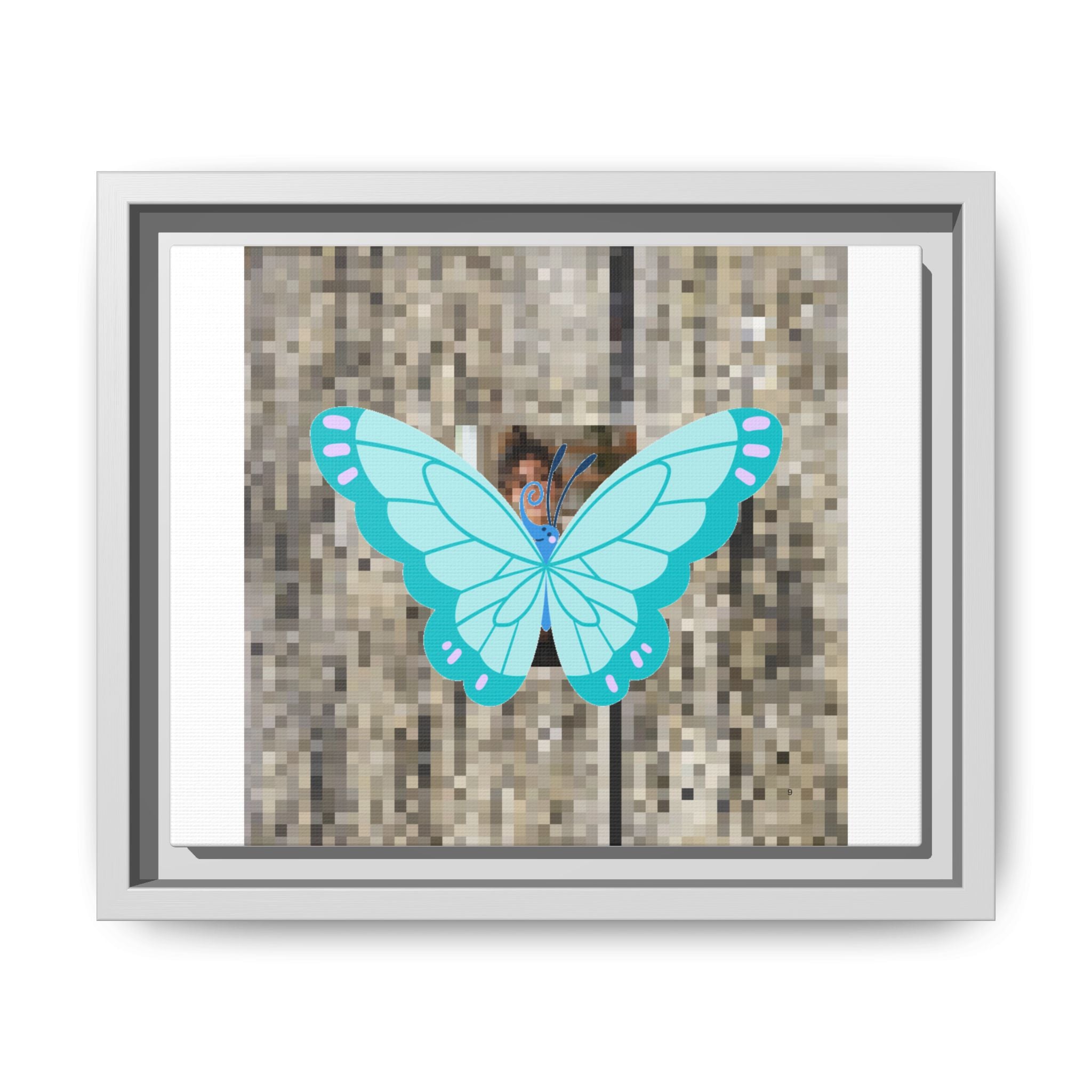 Blue Butterfly Framed Canvas Art — Matte Nature Wall Print