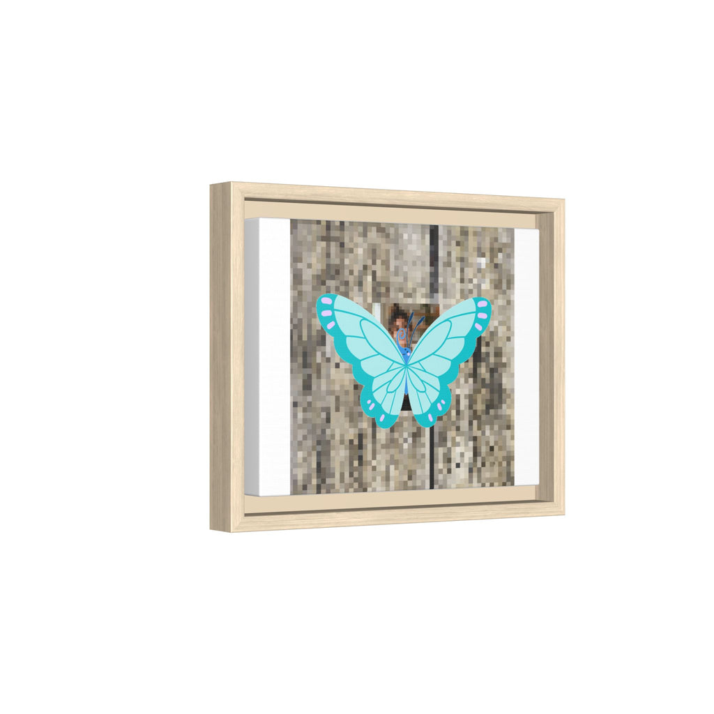 Blue Butterfly Framed Canvas Art — Matte Nature Wall Print