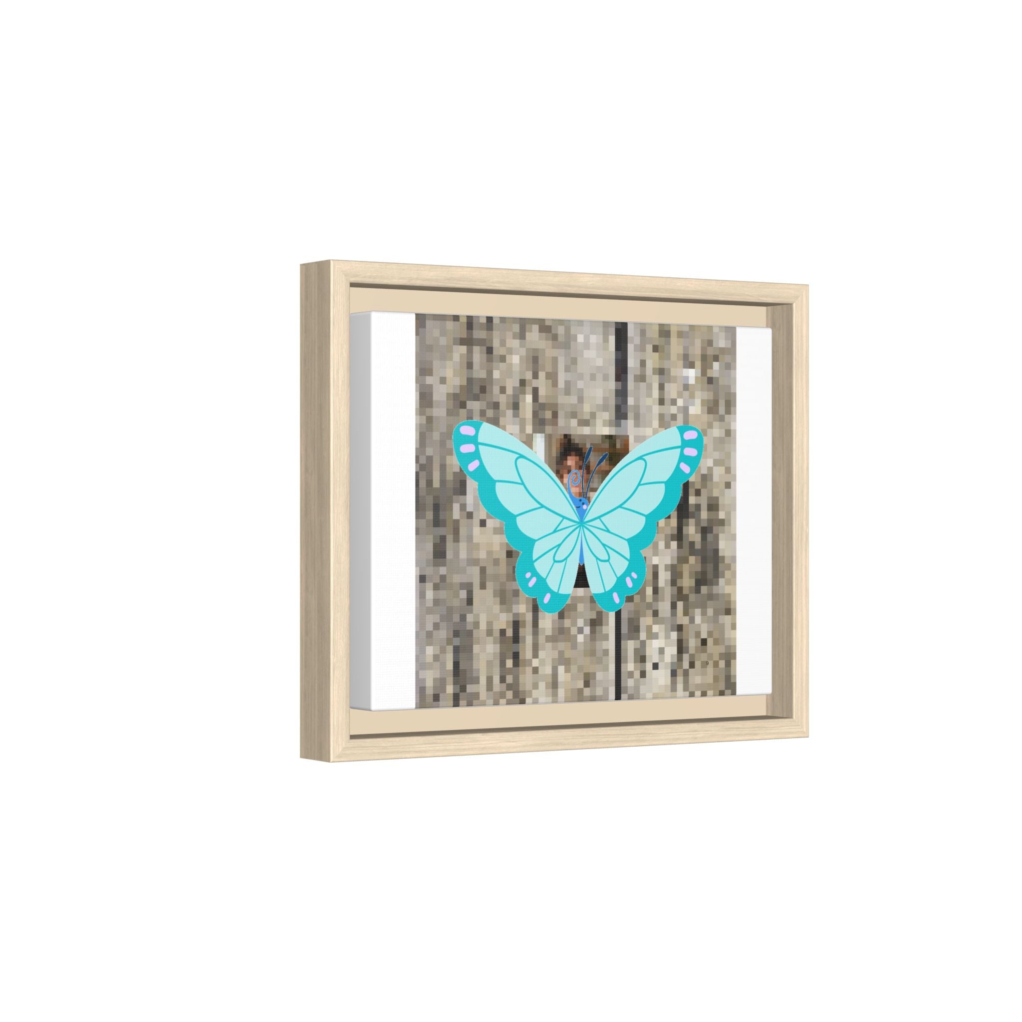 Blue Butterfly Framed Canvas Art — Matte Nature Wall Print