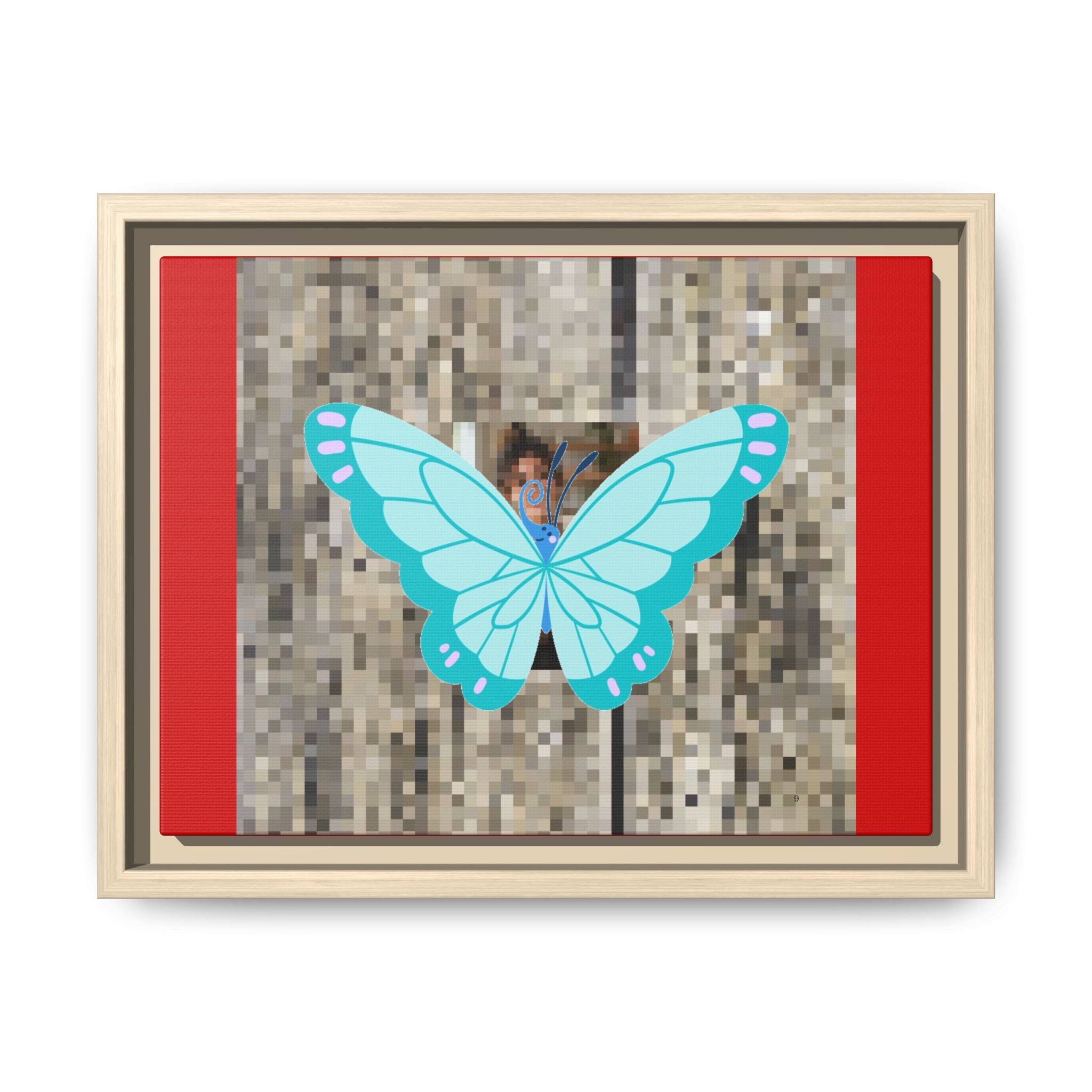 Blue Butterfly Framed Canvas Art – Matte Multi‑Color Wall Print