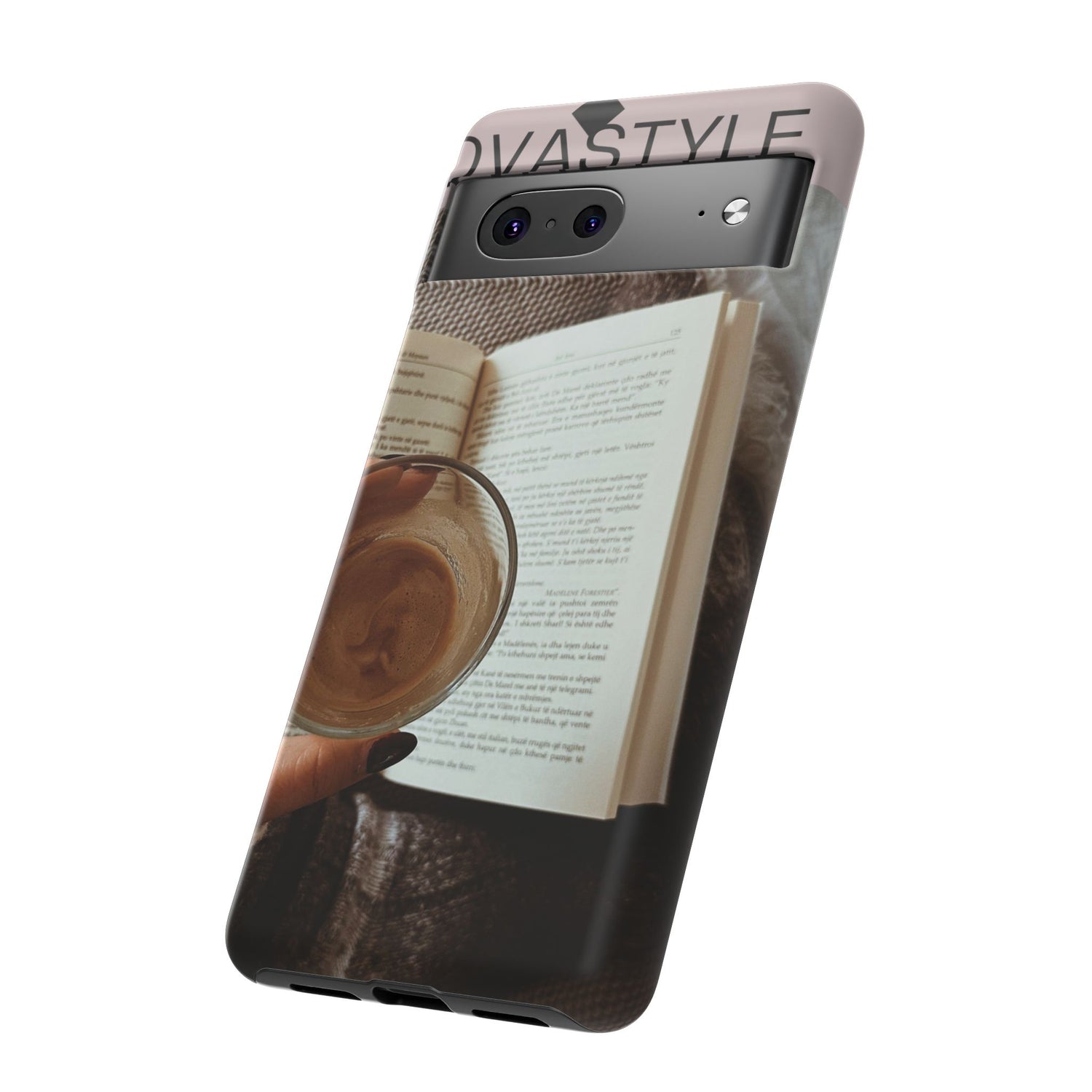 Cozy Reading Phone Case — Coffee &amp; Book Protective Cover