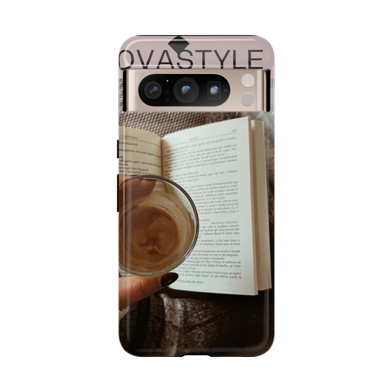 Cozy Reading Phone Case — Coffee &amp; Book Protective Cover