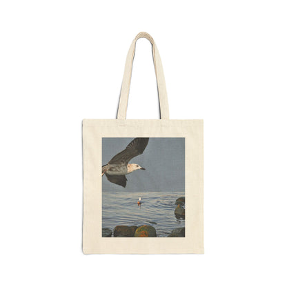 Canvas Tote Bag — Seaside Gull &amp; Sunlit Poppies Art Prints
