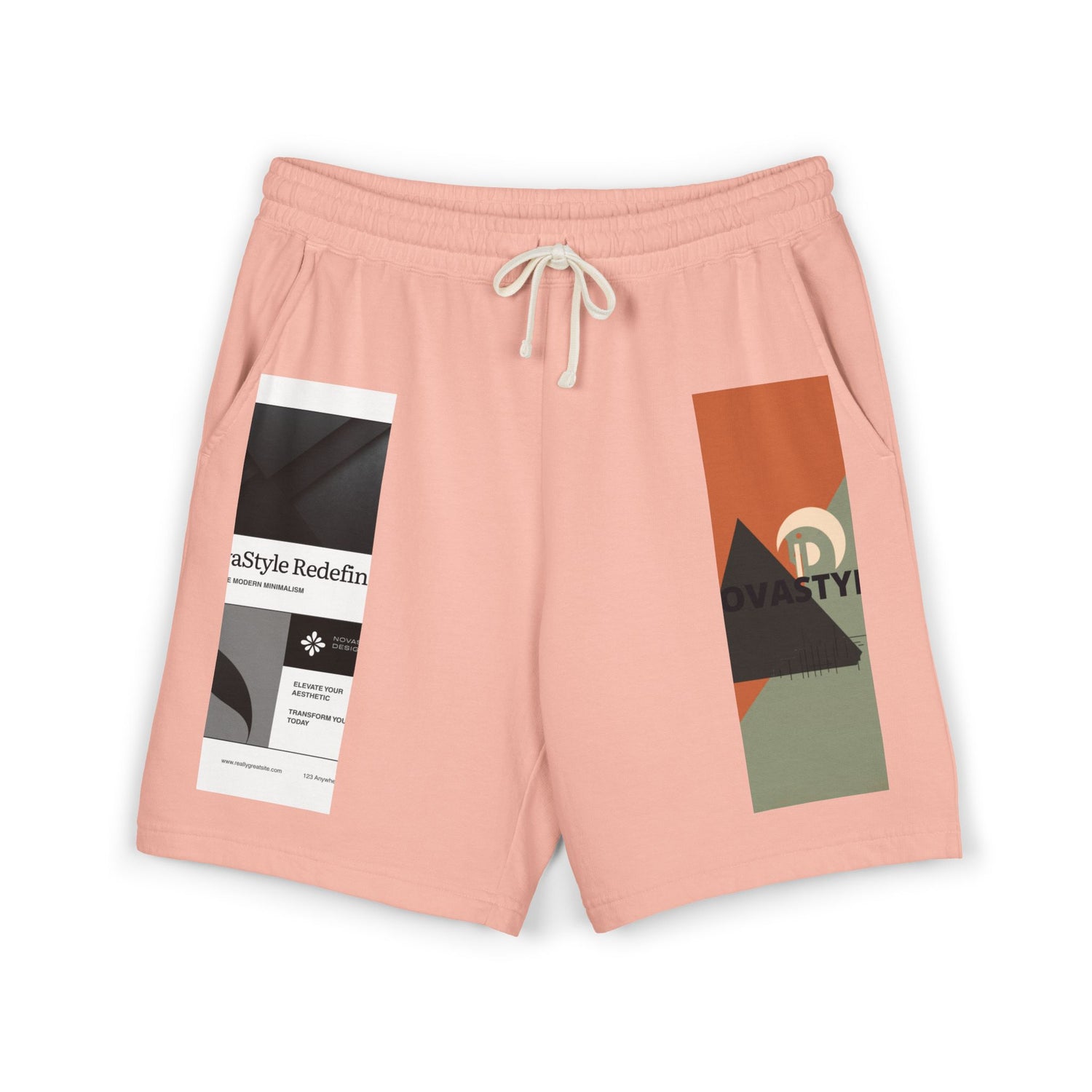 Graphic Fleece Sweat Shorts — Minimal Abstract Panel Design