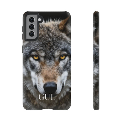 Wolf Eyes Phone Case — Fierce Wildlife iPhone Protective Case with ‘GUL’ Text