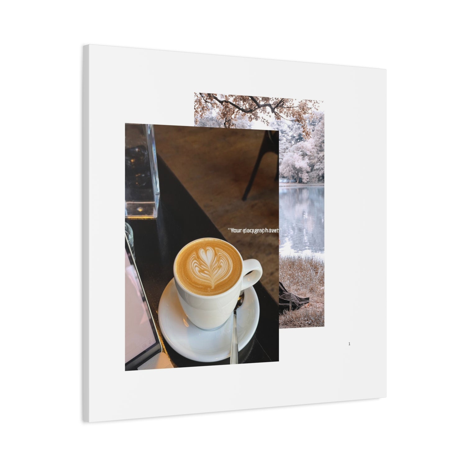 Latte &amp; Landscape Matte Canvas Wall Art — Coffee Shop Photo Collage