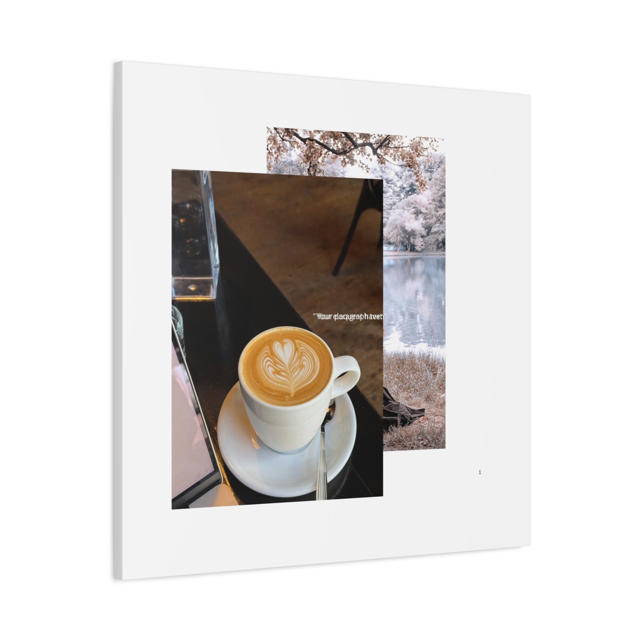 Latte &amp; Landscape Matte Canvas Wall Art — Coffee Shop Photo Collage