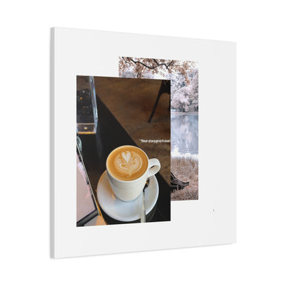 Latte &amp; Landscape Matte Canvas Wall Art — Coffee Shop Photo Collage