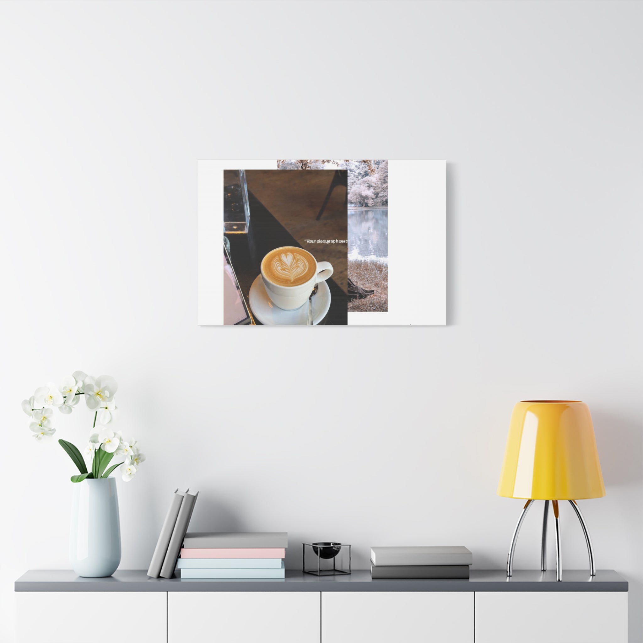 Latte &amp; Landscape Matte Canvas Wall Art — Coffee Shop Photo Collage
