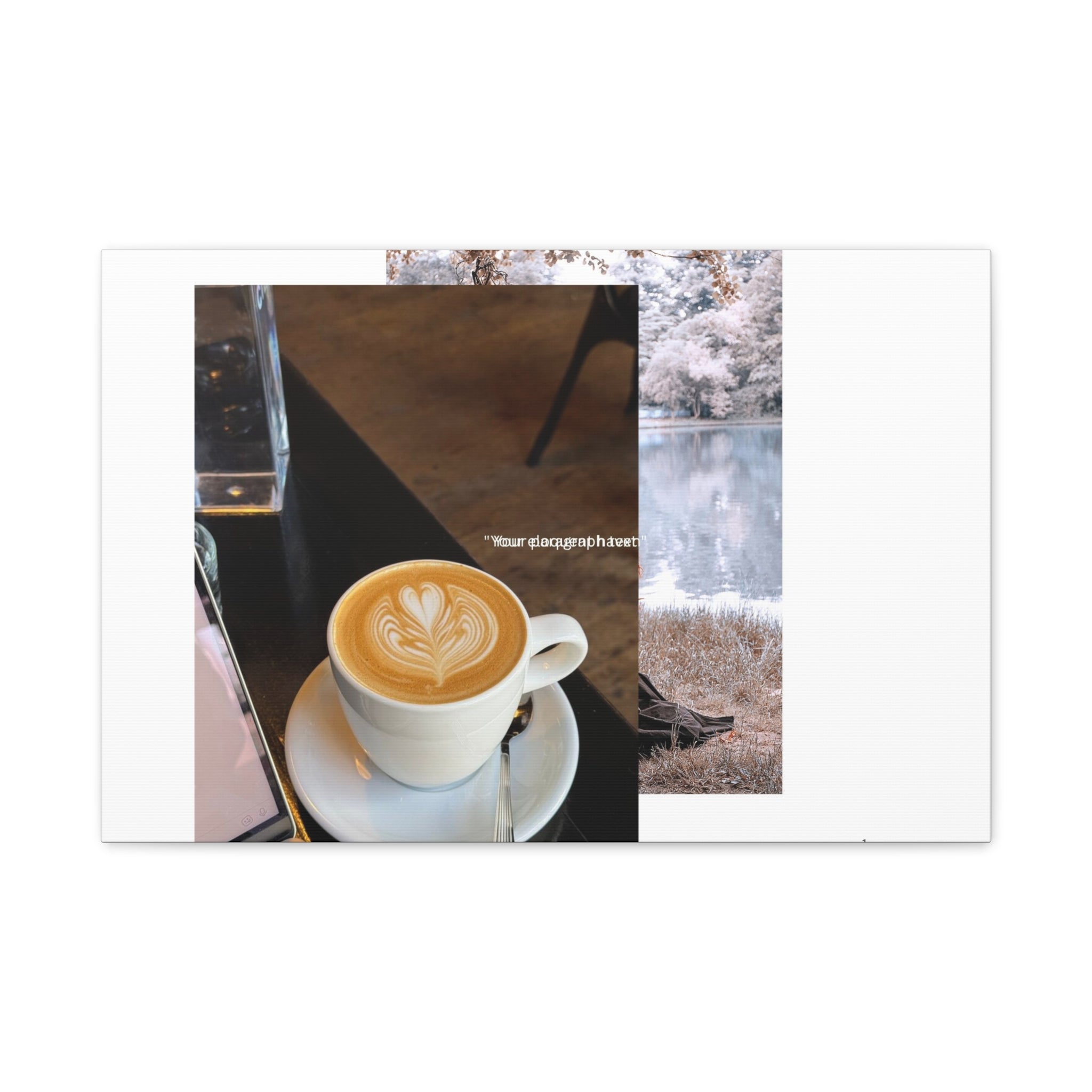 Latte &amp; Landscape Matte Canvas Wall Art — Coffee Shop Photo Collage