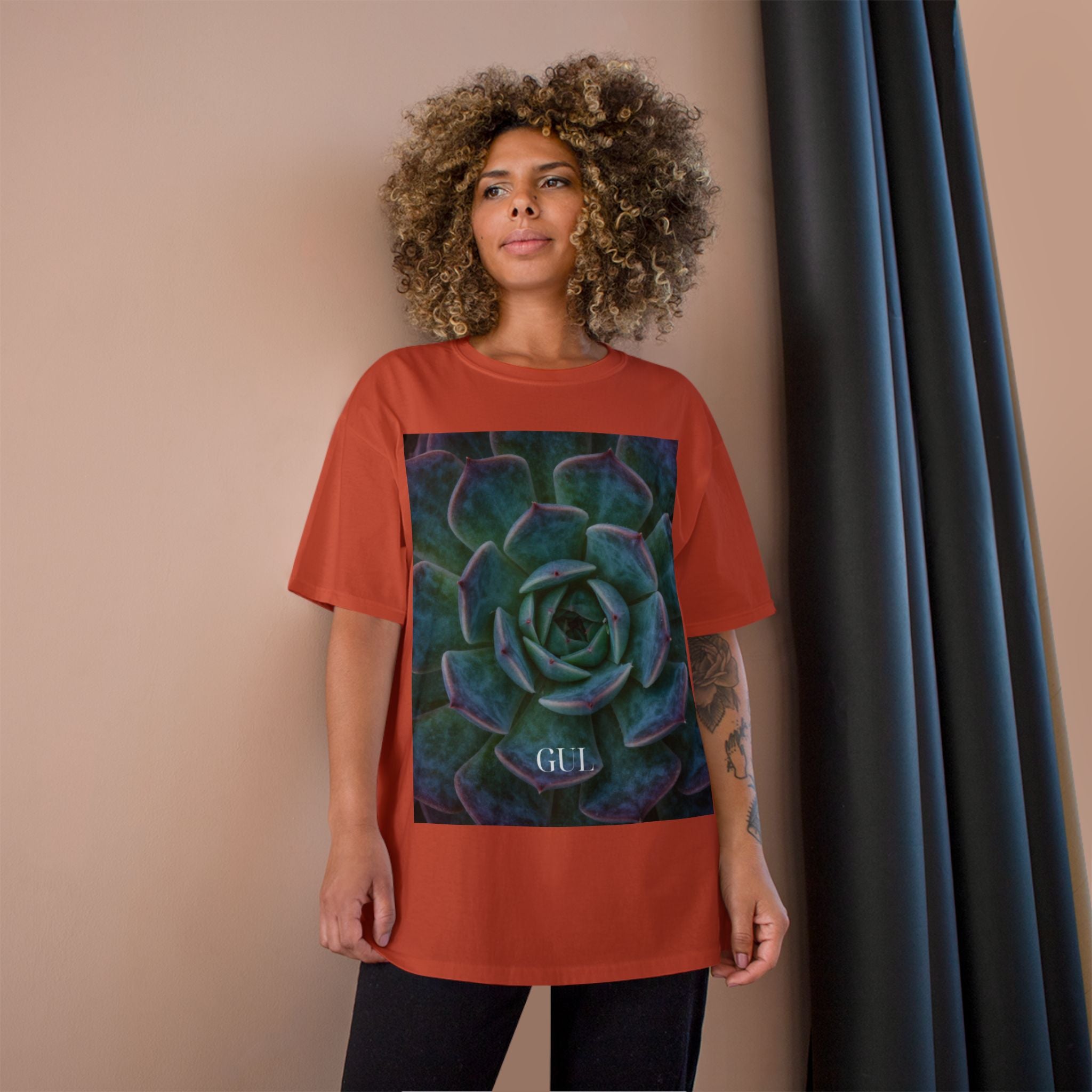 Champion Graphic T‑Shirt — Succulent &amp; Pyramid Photo Print Tee