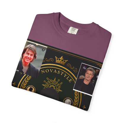 Innovation Crest T-Shirt — Vintage Emblem Tee with Portrait Collage