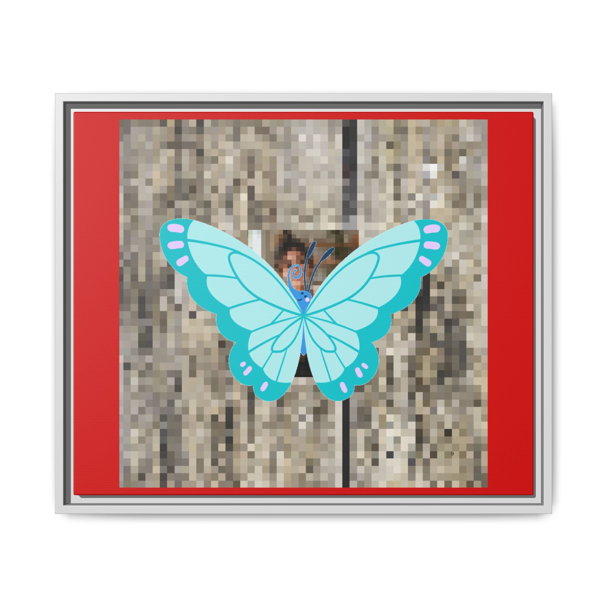 Blue Butterfly Framed Canvas Art – Matte Multi‑Color Wall Print