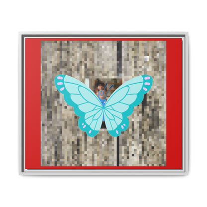 Blue Butterfly Framed Canvas Art – Matte Multi‑Color Wall Print
