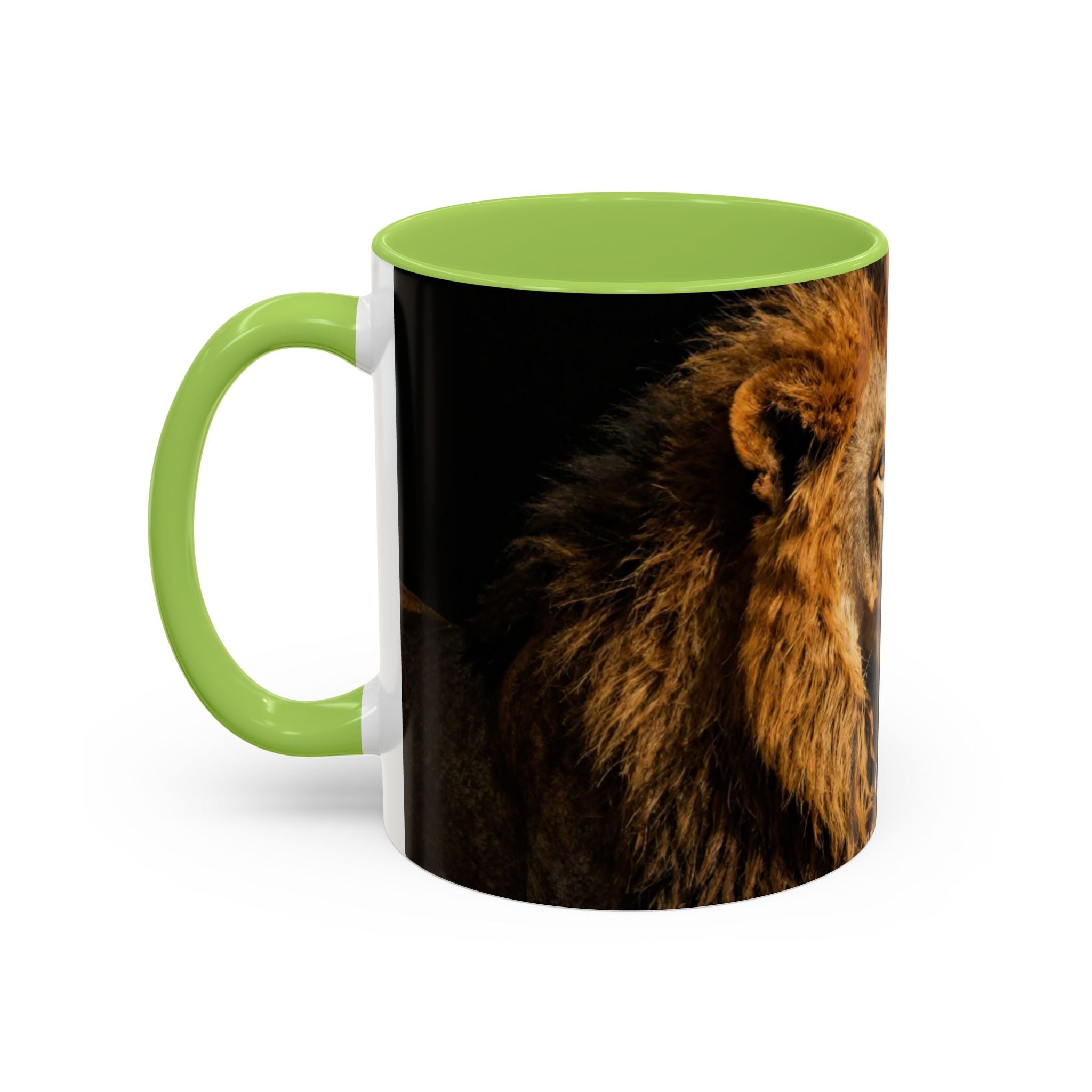 Majestic Lion Accent Coffee Mug — Bold Wildlife Portrait Tea Cup (11/15oz)