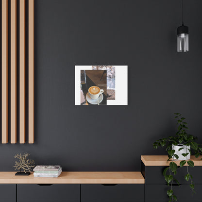 Latte &amp; Landscape Matte Canvas Wall Art — Coffee Shop Photo Collage
