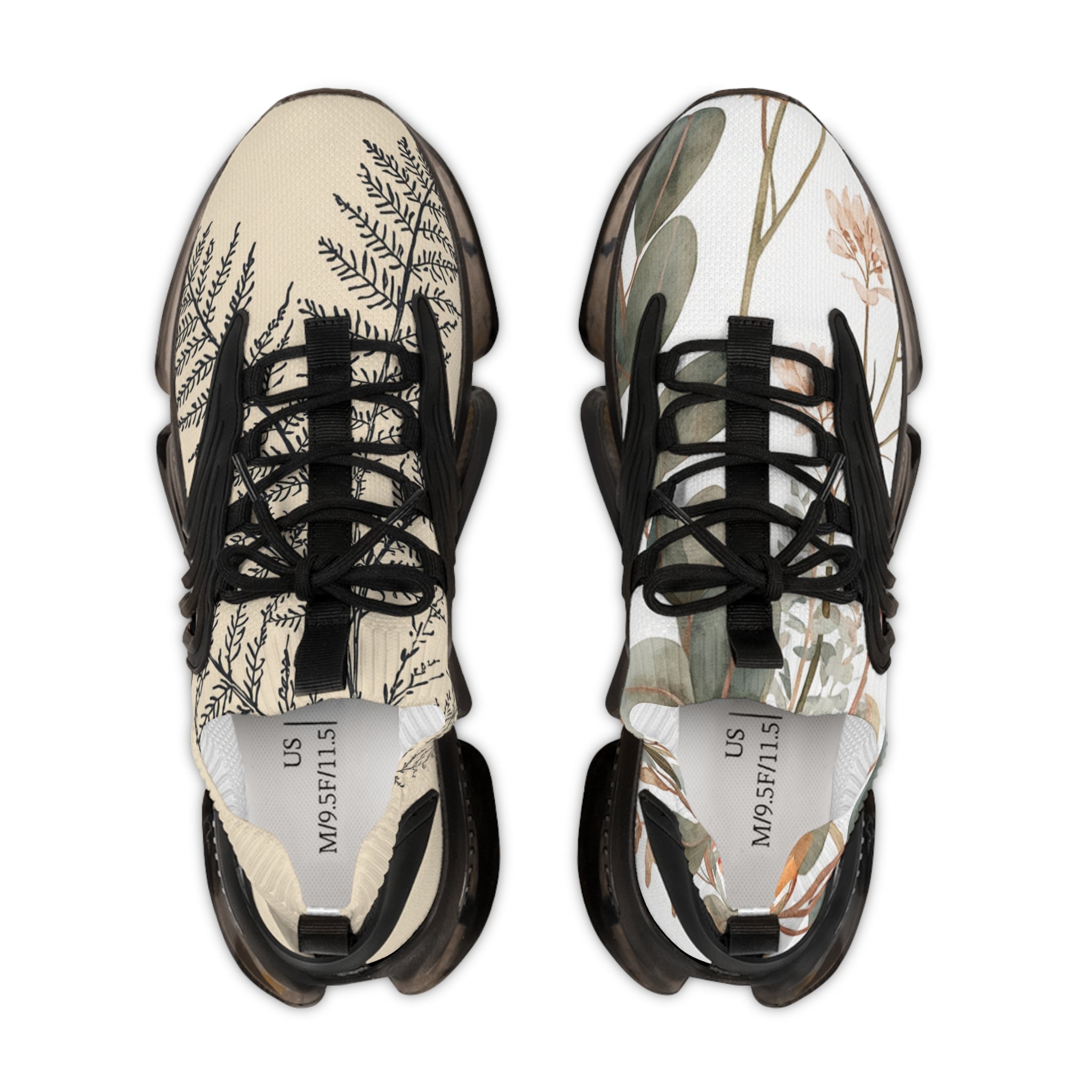 Floral Fern Mesh Sneakers — Lightweight Botanical Athletic Shoes for Men