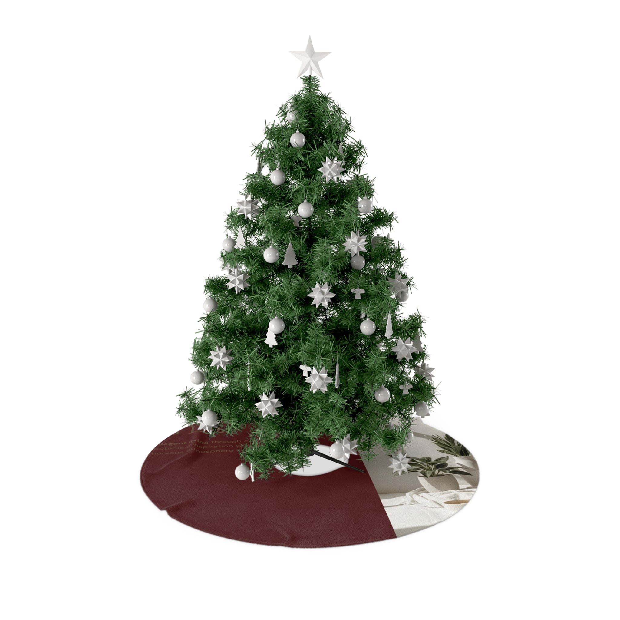 Classic Burgundy Christmas Tree Skirt – Solid Holiday Tree Mat