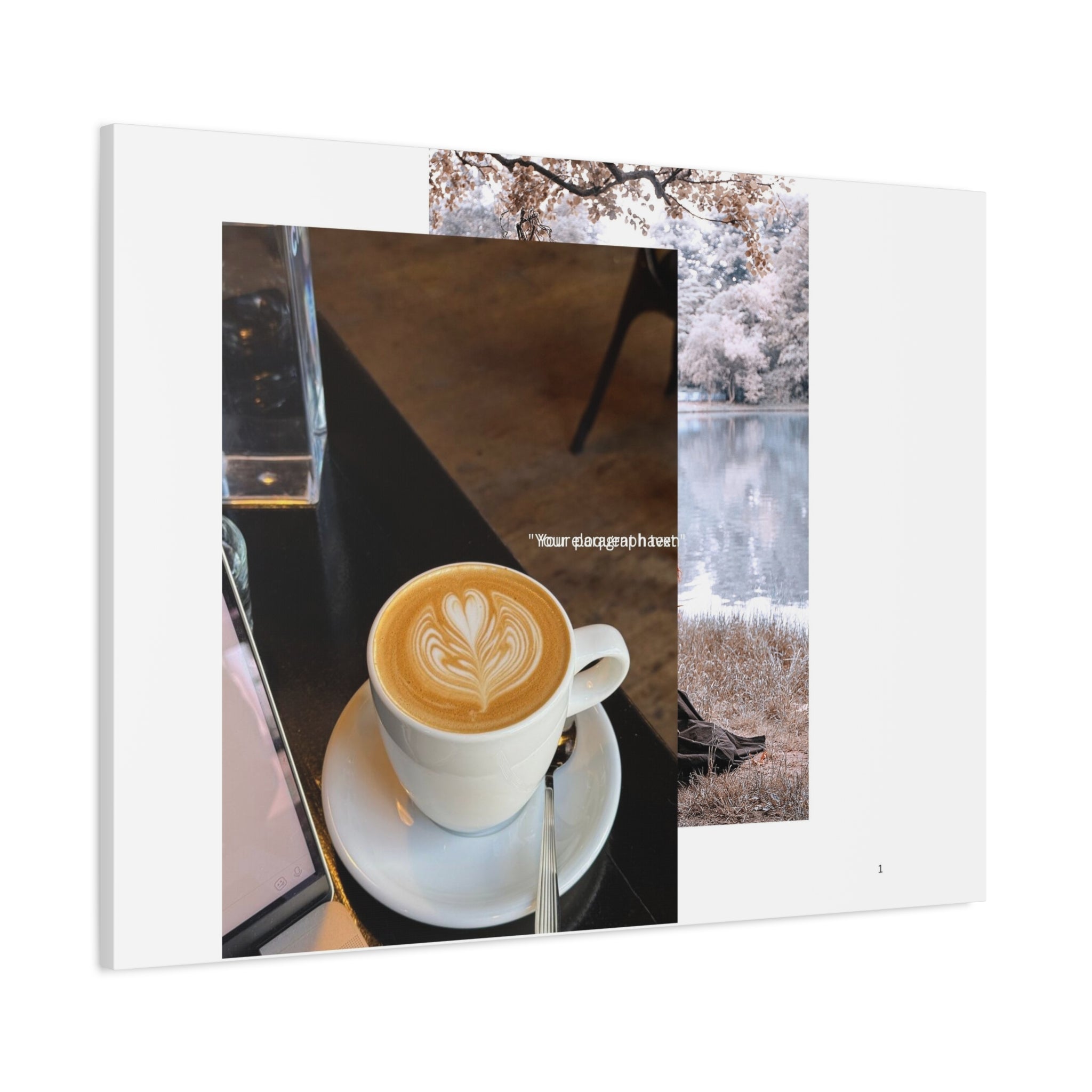 Latte &amp; Landscape Matte Canvas Wall Art — Coffee Shop Photo Collage