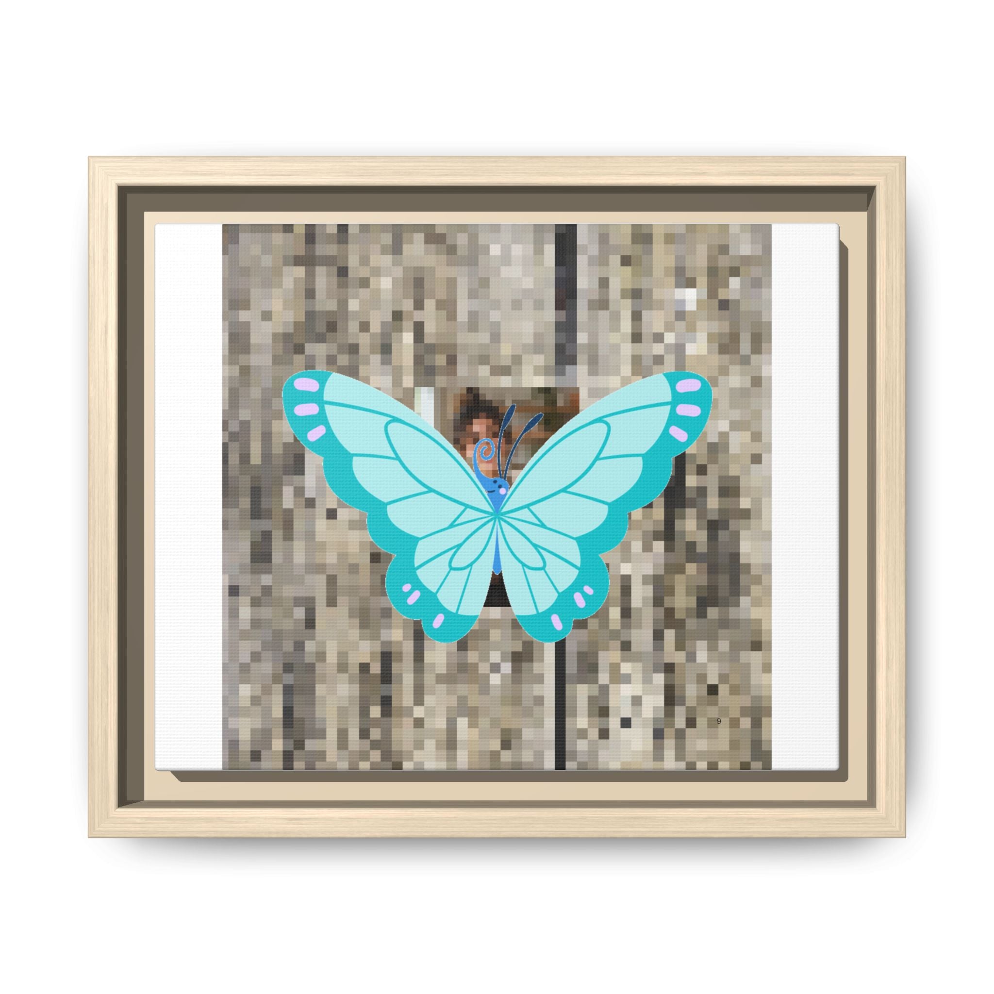 Blue Butterfly Framed Canvas Art — Matte Nature Wall Print