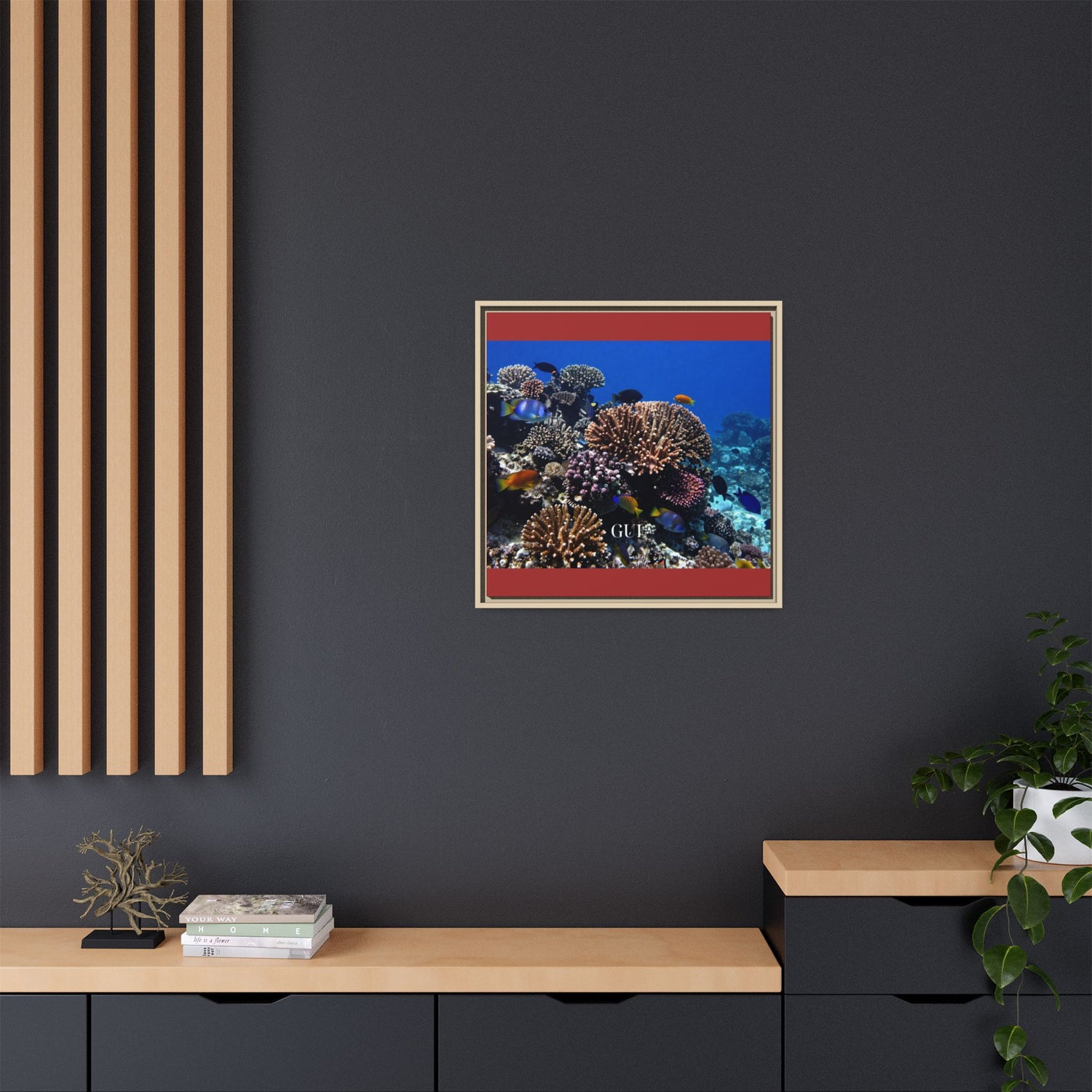Framed Coral Reef Matte Canvas Wall Art — Tropical Ocean Photography Print