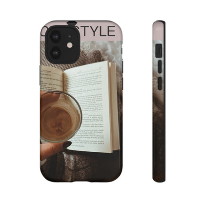Cozy Reading Phone Case — Coffee &amp; Book Protective Cover