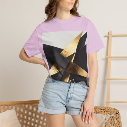 Graphic T-Shirt — Modern Gold Abstract &amp; Mountain Photo Print