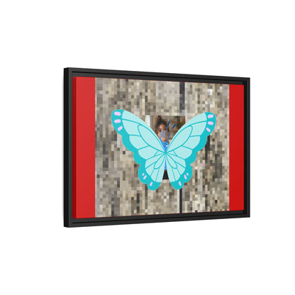 Blue Butterfly Framed Canvas Art – Matte Multi‑Color Wall Print