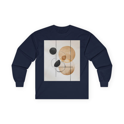 Abstract Geometric Art Long Sleeve Tee — Neutral Circle Composition
