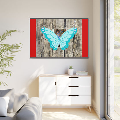 Blue Butterfly Framed Canvas Art – Matte Multi‑Color Wall Print