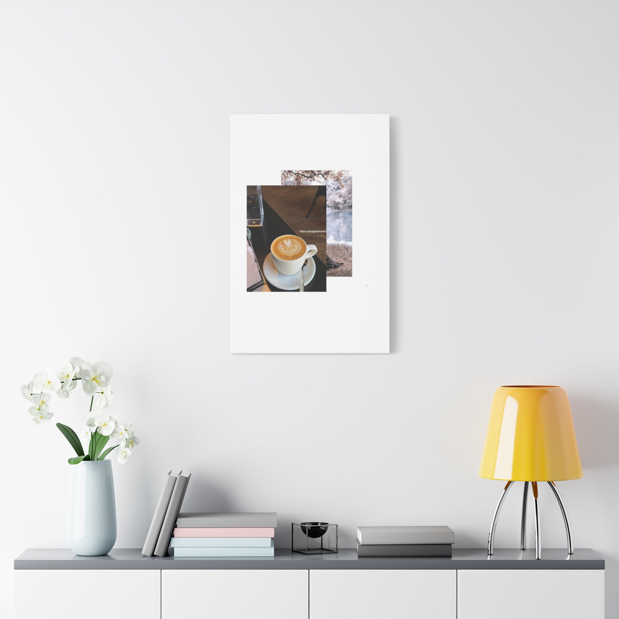 Latte &amp; Landscape Matte Canvas Wall Art — Coffee Shop Photo Collage