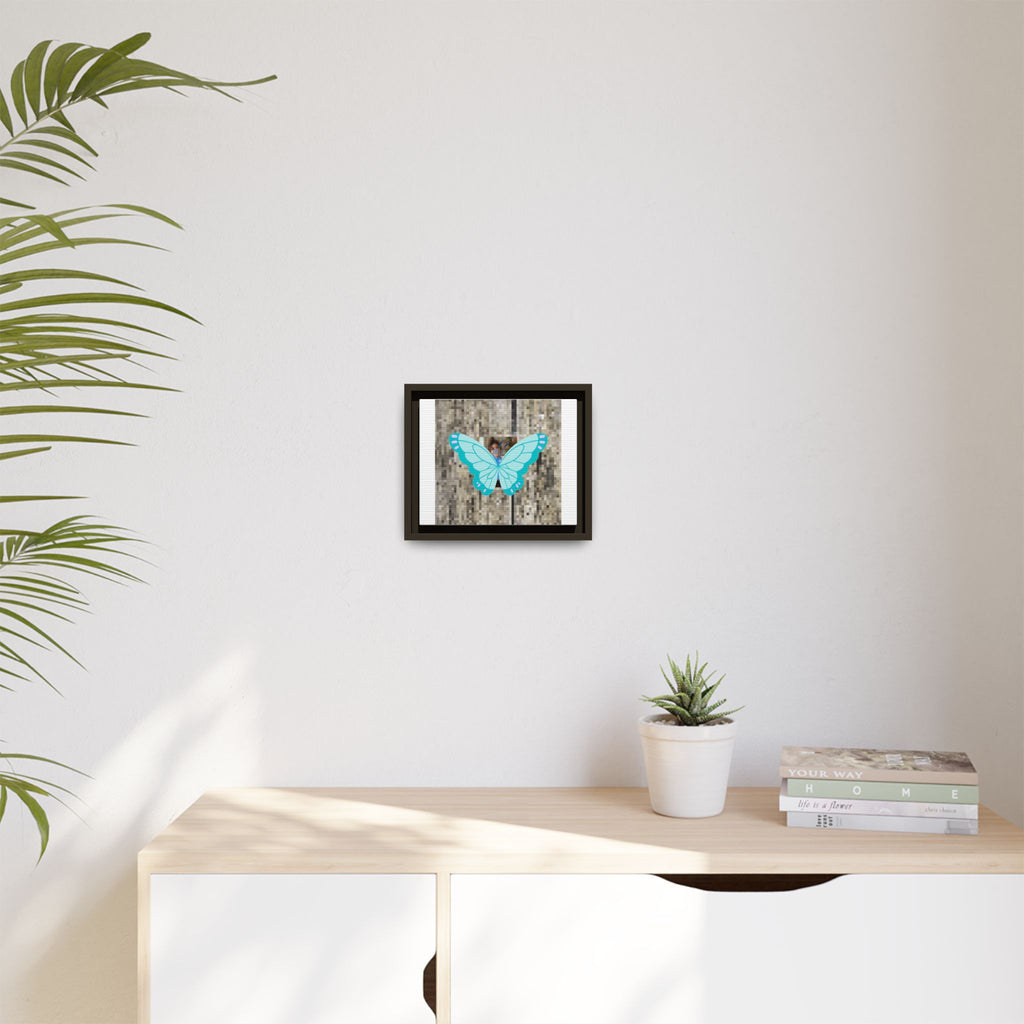 Blue Butterfly Framed Canvas Art — Matte Nature Wall Print