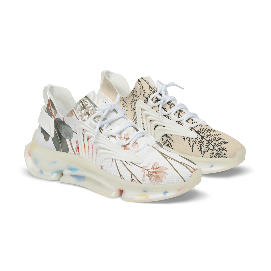 Floral Fern Mesh Sneakers — Lightweight Botanical Athletic Shoes for Men