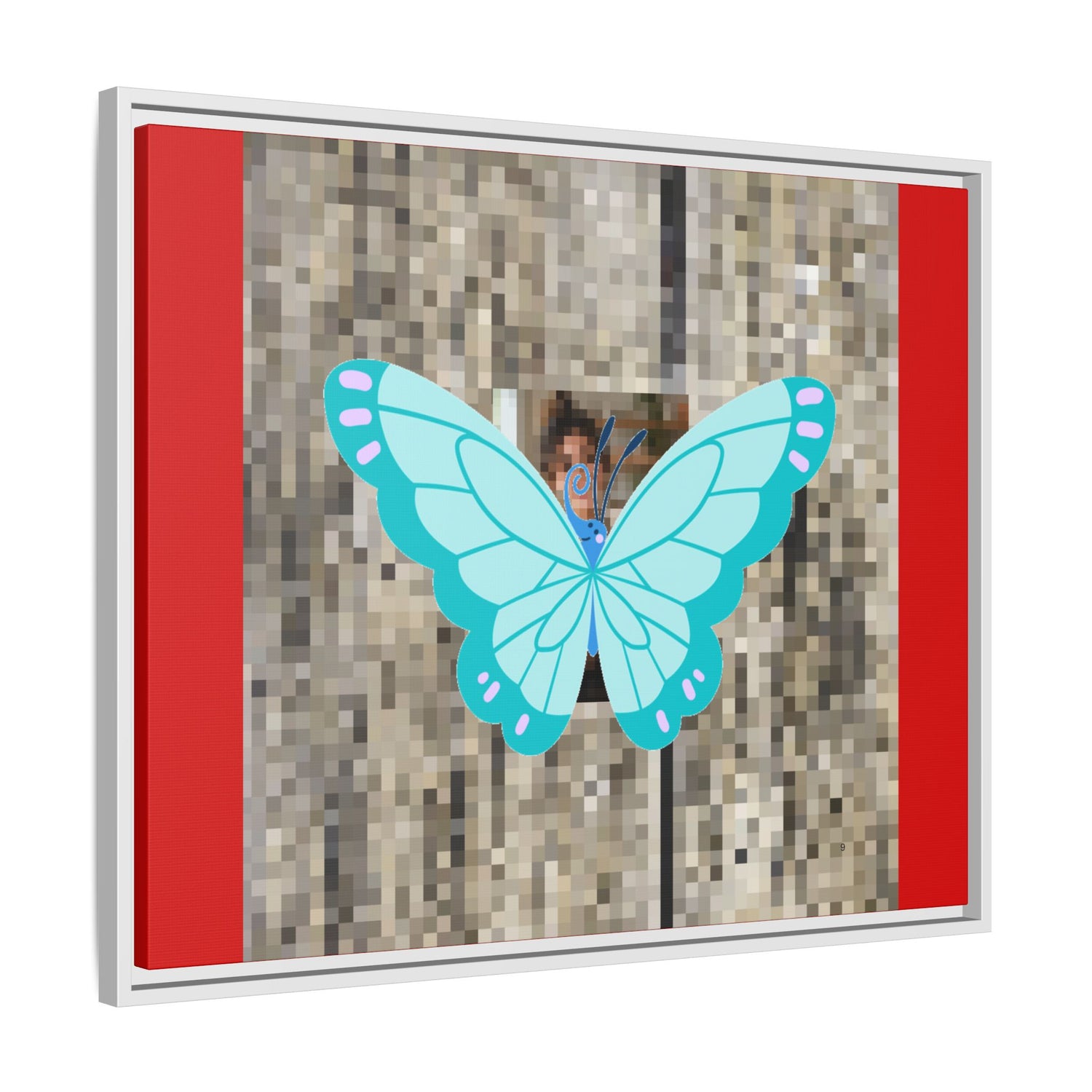 Blue Butterfly Framed Canvas Art – Matte Multi‑Color Wall Print