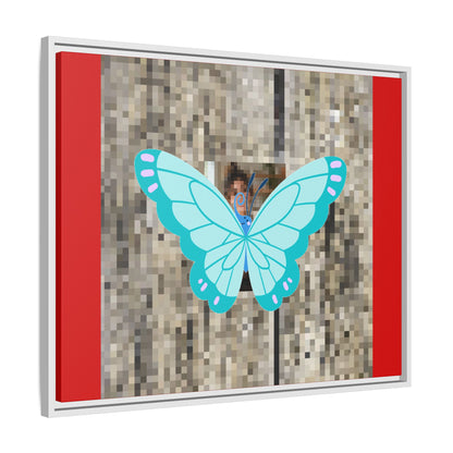 Blue Butterfly Framed Canvas Art – Matte Multi‑Color Wall Print