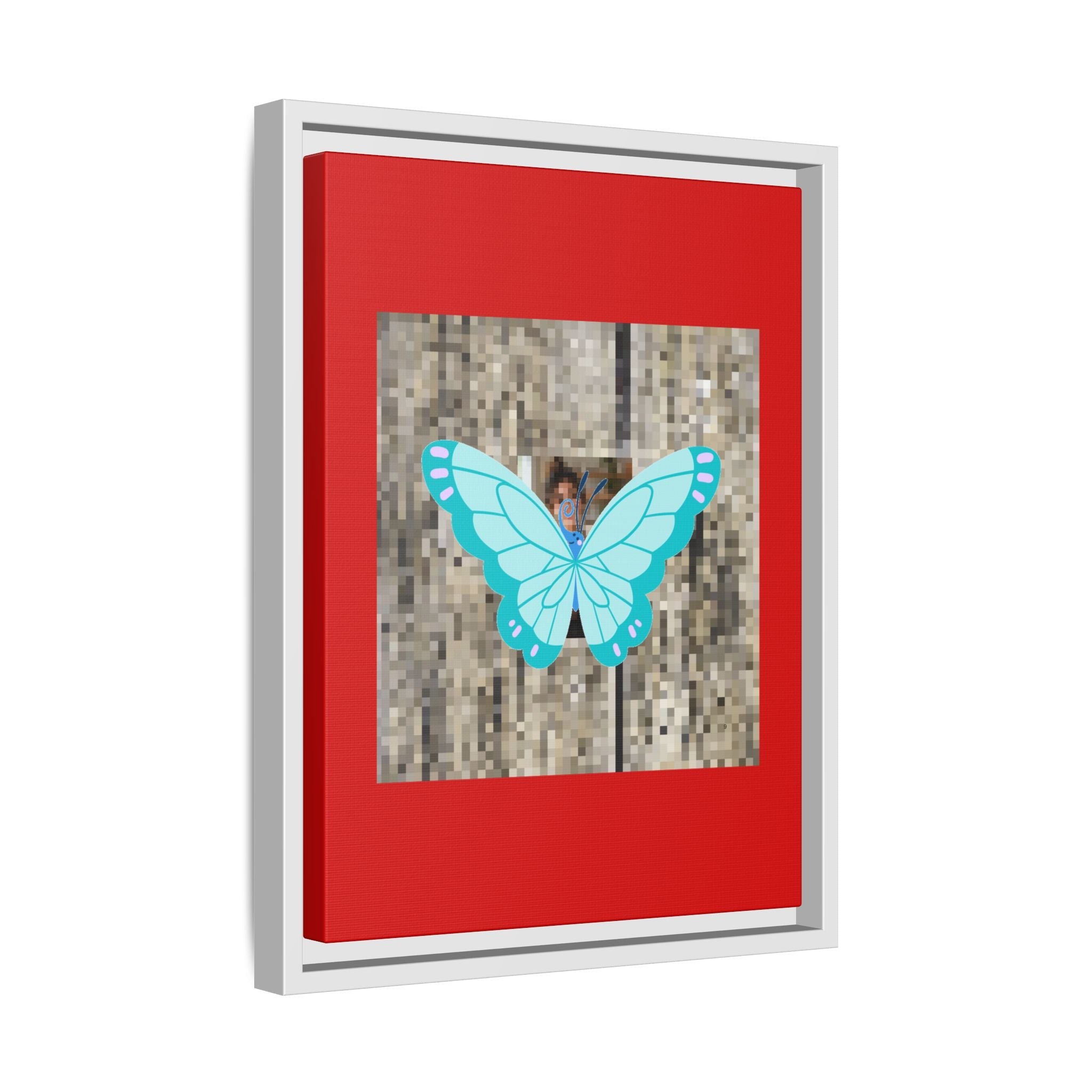 Blue Butterfly Framed Canvas Art – Matte Multi‑Color Wall Print