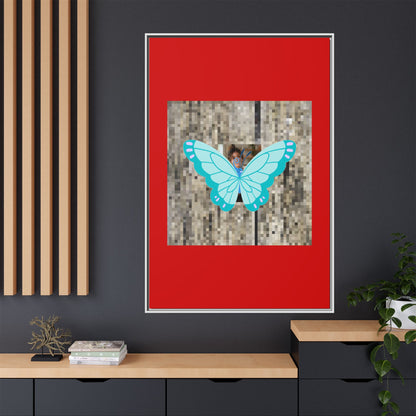 Blue Butterfly Framed Canvas Art – Matte Multi‑Color Wall Print