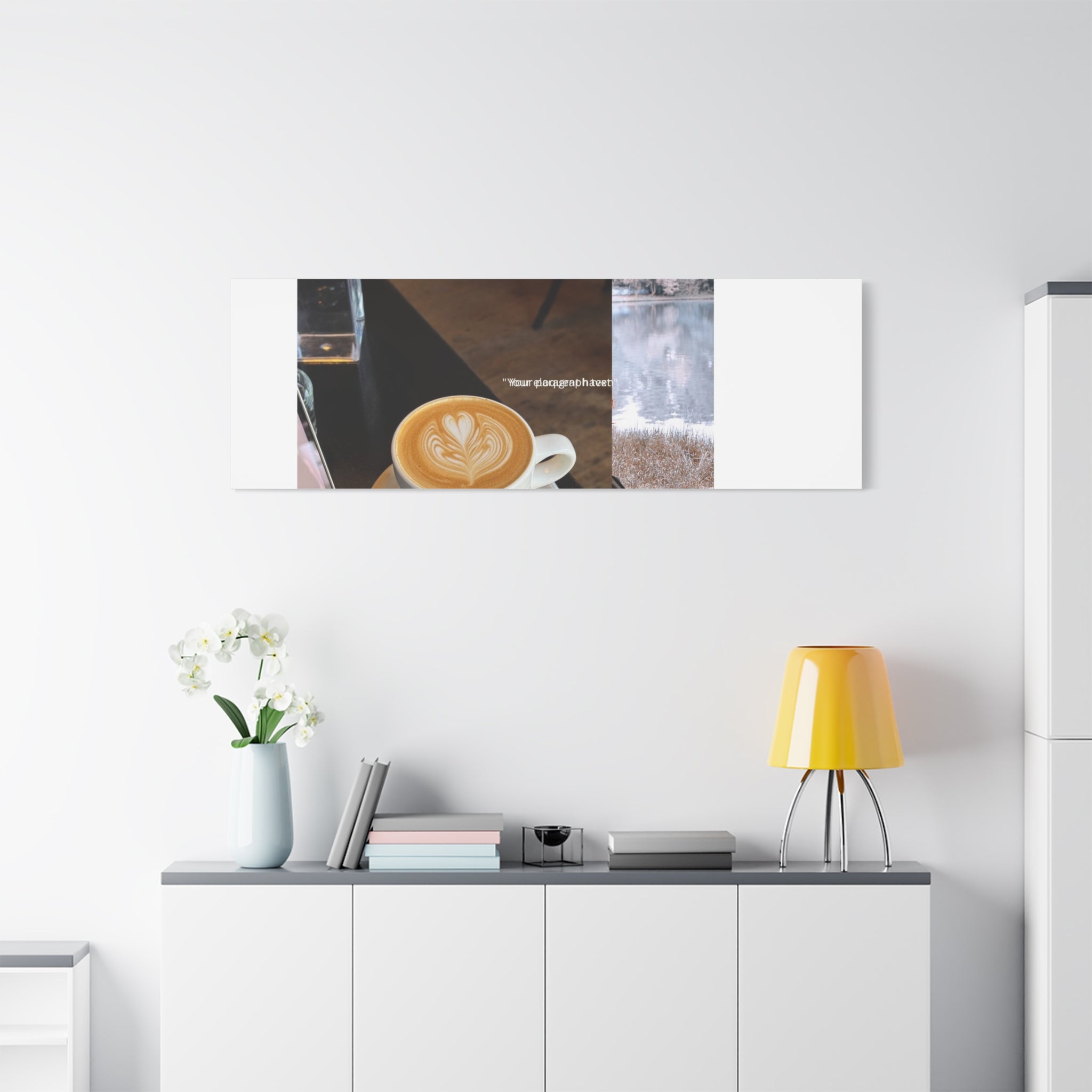 Latte &amp; Landscape Matte Canvas Wall Art — Coffee Shop Photo Collage