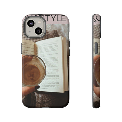 Cozy Reading Phone Case — Coffee &amp; Book Protective Cover